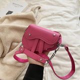 Girls Retro Rivet Saddle Bag Kids Shoulder Handbag
