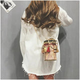 Wild Grass Woven Shoulder Bag with Chain Strap and Tassel