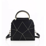 Women's Shoulder Bag PU Leather Thick Line Semicircular Iron Handle Handbag