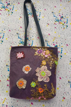 Leather DIY Lace Sequins Embroidery Shopping Bag
