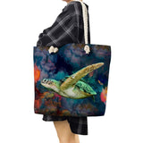 Turtle Whale Print Handbags Large Capacity Shoulder Bag