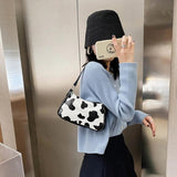Vintage Milk Cow Pattern Shoulder Bag for Women