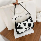 Vintage Milk Cow Pattern Shoulder Bag for Women