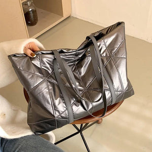 Nylon Winter Down Women Shoulder Bag Large Capacity Tote Handbag