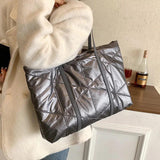 Nylon Winter Down Women Shoulder Bag Large Capacity Tote Handbag