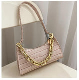 PU Leather Street Crescent Zipper Handbag Crocodile Pattern Retro Mini Bag