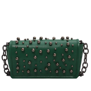 Crossbody Bag Chain Shoulder PU Leather Rivets Flap Small Handbag