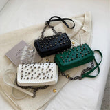 Crossbody Bag Chain Shoulder PU Leather Rivets Flap Small Handbag