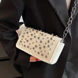 Crossbody Bag Chain Shoulder PU Leather Rivets Flap Small Handbag