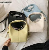 Women's Tote Bucket Bag Soft PU Leather Handbag Shoulder Messenger Bag