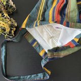 Vintage Rainbow Stripes Shoulder Bag Women Large Canvas Handbag