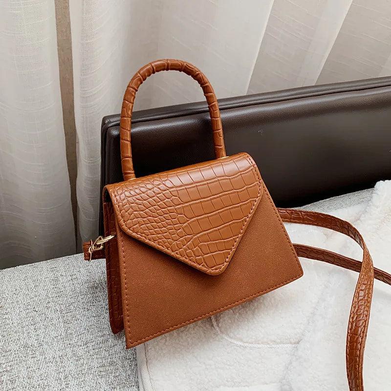 Crocodile Pattern Leather Shoulder Bag Vintage Ladies Crossbody Messenger Bag