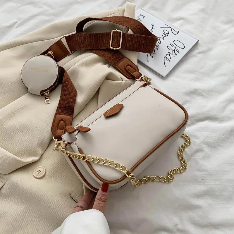 Women Shoulder Bags Wide Strap Crossbody Bag Lady Handbags