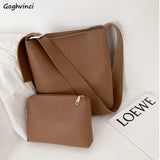 Shoulder Bags Women Solid Large Capacity PU Cross Body Brief Travel