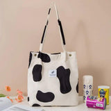 Leopard Pattern Shoulder Bag Corduroy Women Shopping Tote Handbags