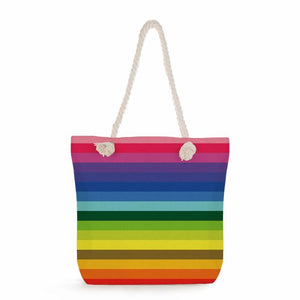 Solid Print Handbags High Capacity Women Thick Rope Shoulder Bag