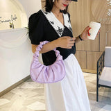 Casual PU Leather Handle Bag Women Pleated Cloud Bag Armpit Bag