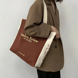London Letter Print Canvas Shoulder Bag for Girls
