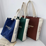 London Letter Print Canvas Shoulder Bag for Girls
