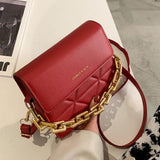 Small PU Leather Crossbody Bag Thick Chains Handbag Female Messenger Bag