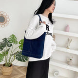 Vintage Denim Shoulder Bag Large Capacity Canvas Tote Underarm Bag