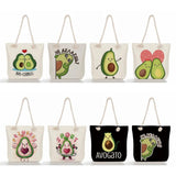 Yoga Avocado Print Handbag Custom Linen Tote Eco Shopping Bag