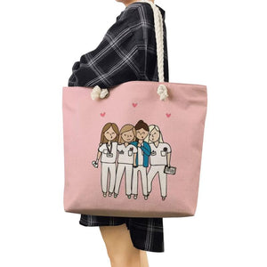 Nurse Printed Handbag High Capacity Women Shoulder Bag Eco Reusable Shopping Bag