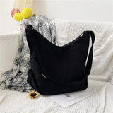 Striped Corduroy Crossbody Bag Eco Cloth Purse Solid Handbag