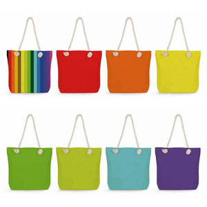 Pattern Travel Beach Bag Shopping Bag Thick Rope Solid Print Handbags