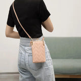 Small Shoulder Phone Bag Women Diamond Lattice Crossbody Messenger