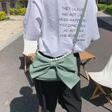 Big Bow Shoulder Bags Women Ins Sweet Pearls Streetwear Handbag