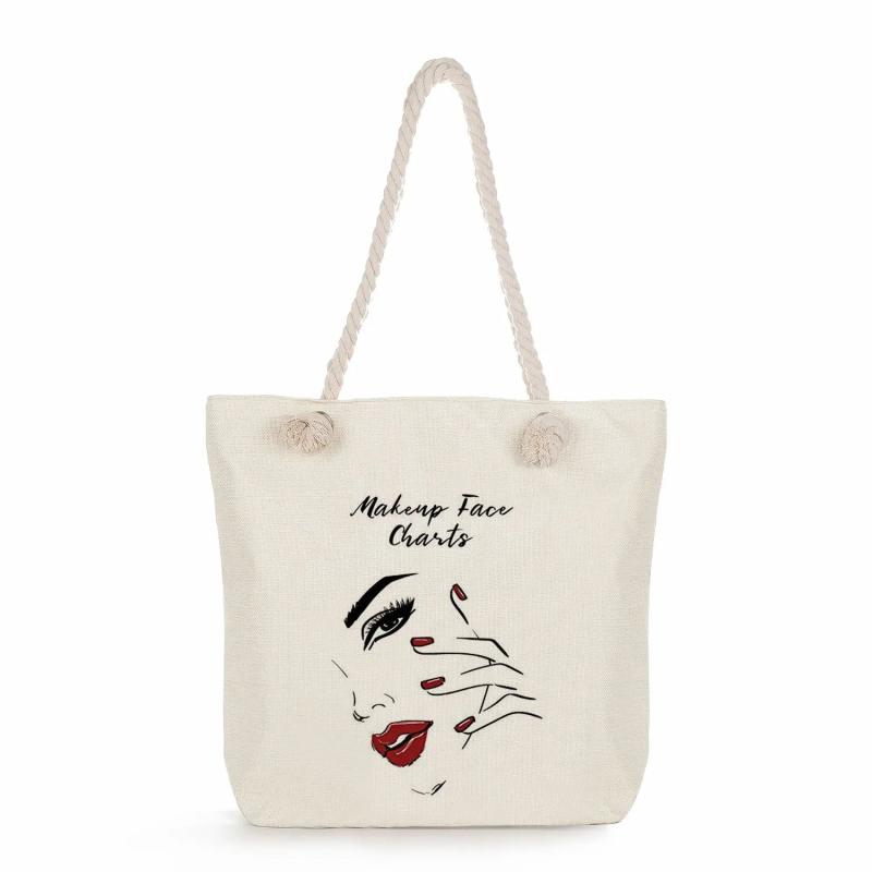 Lips Print Shoulder Bags Thick Rope Storage Bags