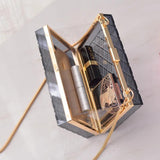 Grid Pattern Transparent Acrylic Clutch Purse for Women