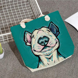 Bull Terrier Dog Print Shoulder Bag Funny Painting School Travel Tote