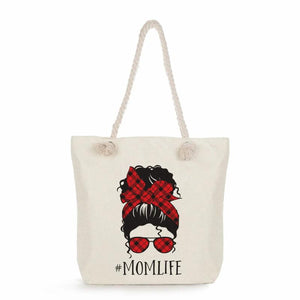 Cartoon Lady Shoulder Bag Sunglasses Girl Print Handbag Foldable Shopping Tote