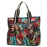 Large Capacity Nylon Zipper Shopping Bag Flower Women's Shoulder Bag