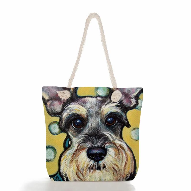 Custom Schnauzer Dog Painting Handbag Lady Shoulder Bag