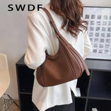 Vintage Soft Leather Shoulder Bags for Women with Purses