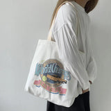 Women's Canvas Shoulder Shopper Bags Reusable Cotton Tote Bags Handbag
