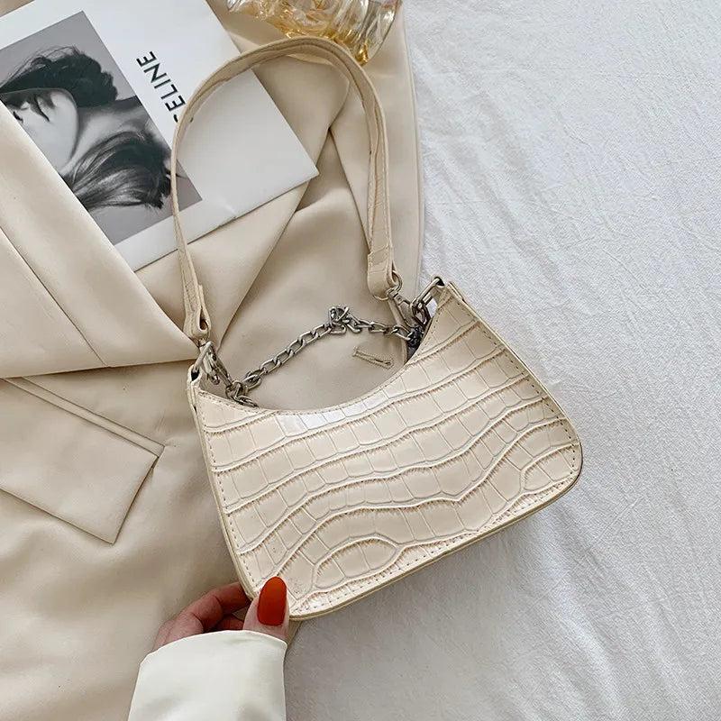 Crocodile Pattern Women Underarm Bag Chain Purse Handbags