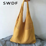 Large Capacity Knitted Handbags Women's Tote Beach Bag