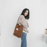 Corduroy Shopping Bag Canvas Shoulder Handbag Eco Tote