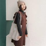 Corduroy Shopping Bag Canvas Shoulder Handbag Eco Tote