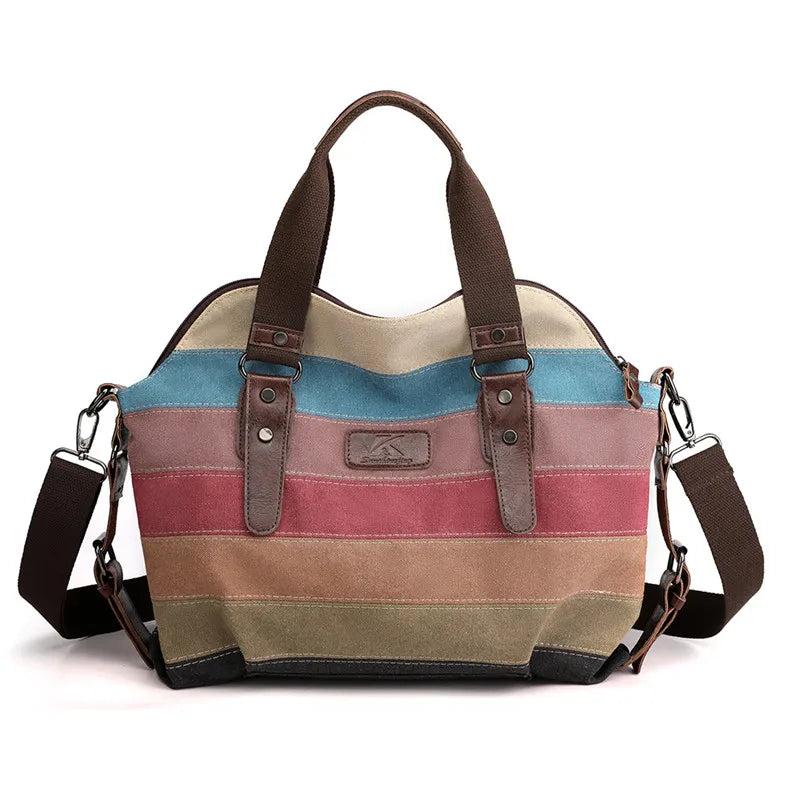 Canvas Patchwork Crossbody Shoulder Bag Women's Messenger Tote Handbag