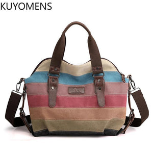 Canvas Patchwork Crossbody Shoulder Bag Women's Messenger Tote Handbag