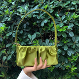 Mini Solid Silk Women Underarm Bag, Vintage Tote Handbag