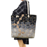Geometry Print Women Linen Handbags Reusable Shopper Bags