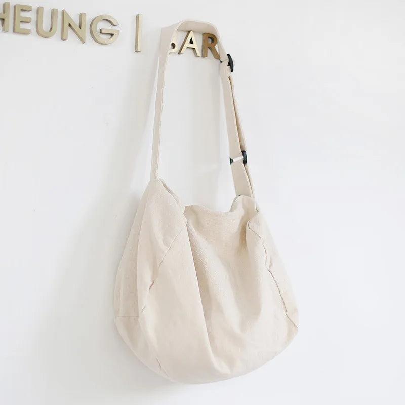 Canvas Crossbody Bag for Women Girls Solid Travel Handbag