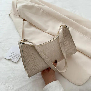 Retro Crocodile Pattern Shoulder Bag For Women PU Leather Armpit Bag