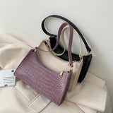 Retro Crocodile Pattern Shoulder Bag For Women PU Leather Armpit Bag